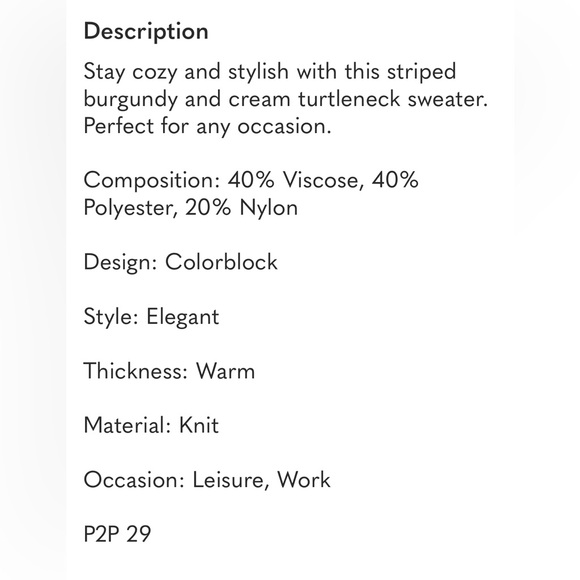 Commense Oversized Ribbed Turtleneck Sweater in Cream and Burgundy - Picture 10 of 10